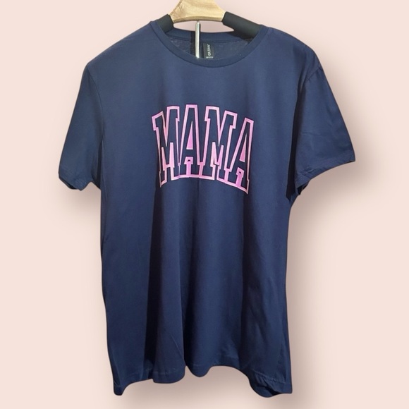 MAMA T-Shirt | Gildan Softstyle Women’s Fit | Navy with Pink Text | Size 2XL - Picture 3 of 5